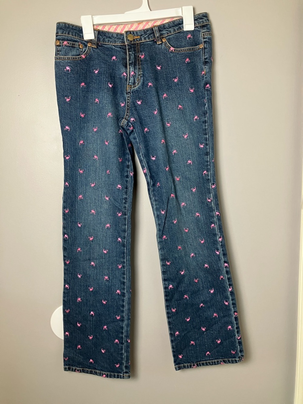 Lilly Pulitzer‎ Women's Blue Denim Embroidered Pink Whales Size 8